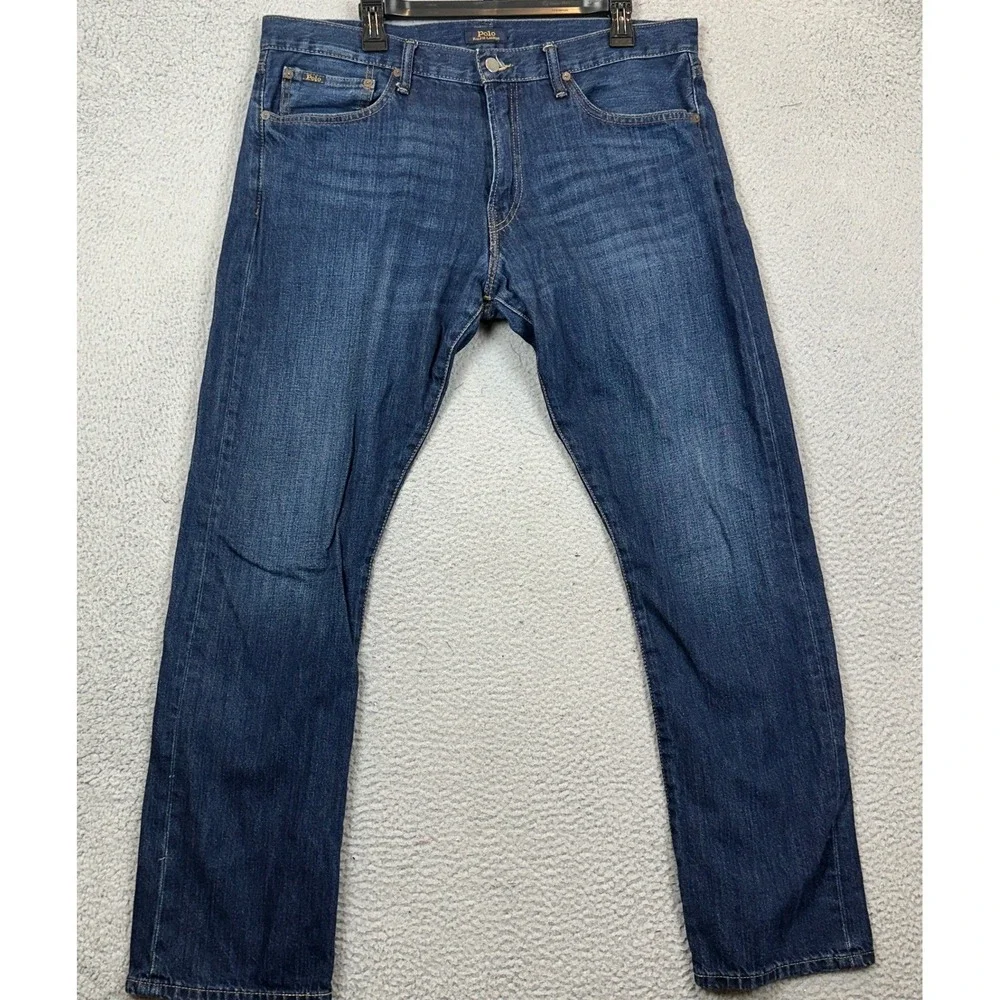 Polo Ralph Lauren Jeans Mens 36X32 Blue Varick Slim Straight Dark Wash Denim